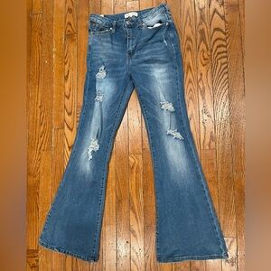 Almost Famous Distressed Blue Flare Jeans